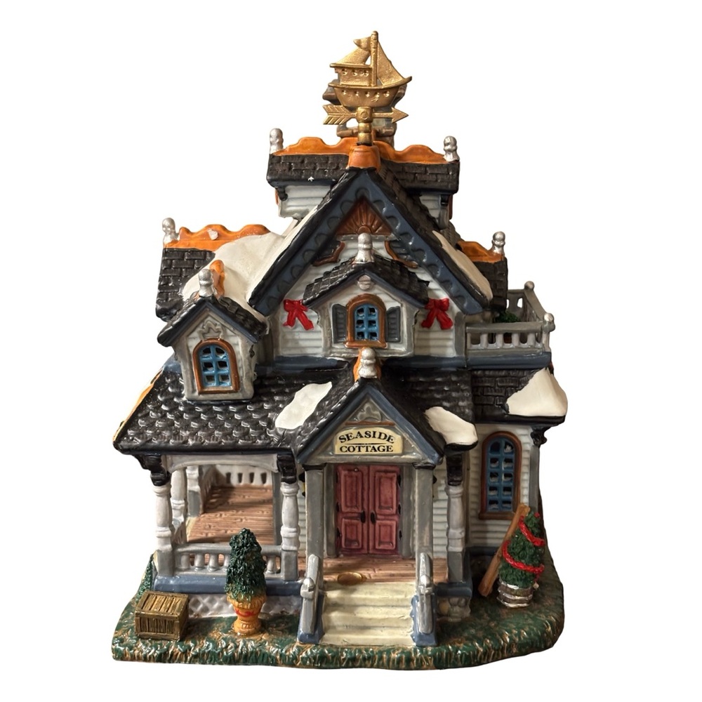 VTG 2003 Lemax Plymouth Corners Seaside Cottage HOLIDAY Porcelain Lighted House‎
